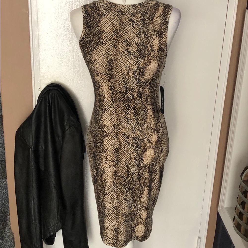 LAST ONE - Snakeskin Sleeveless Mock Neck Dress